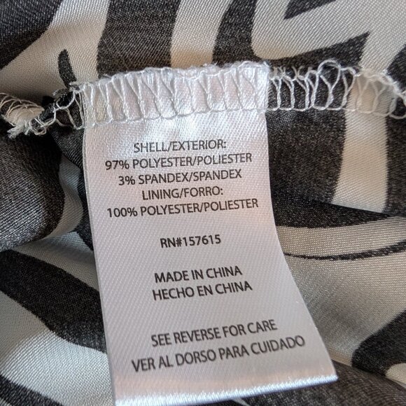 Nicole Miller New York Black & White Satin Maxi Dress Abstract Plus Size 2X - Picture 9 of 11